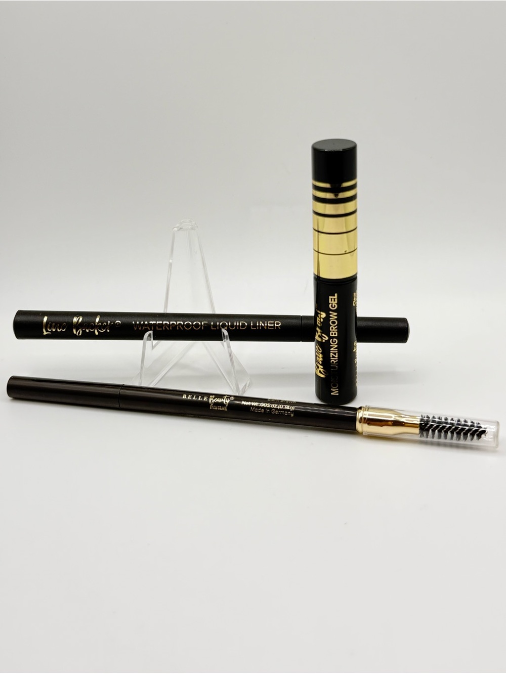 Belle Beauty Brave Brow 3-Piece Brow Set Gel Pencil & Waterproof Liner NEW